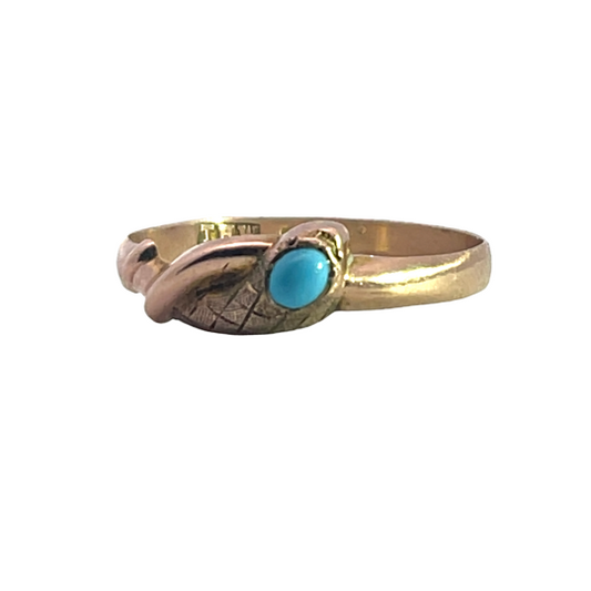 Victorian 9Karat gold and Persian turquoise snake ring