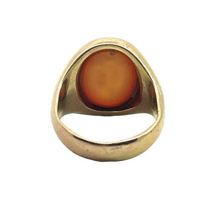 Victorian 14KY gold and banded agate family crest signet ring