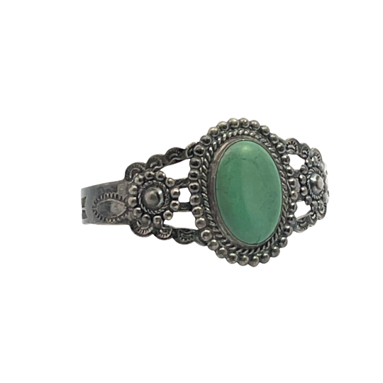 Native American Sterling Silver, Turquoise 1920's Fred Harvey era cuff bracelet