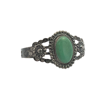 Native American Sterling Silver, Turquoise 1920's Fred Harvey era cuff bracelet