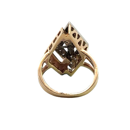 Art Deco 14KY gold and diamond Rhombus shaped ring