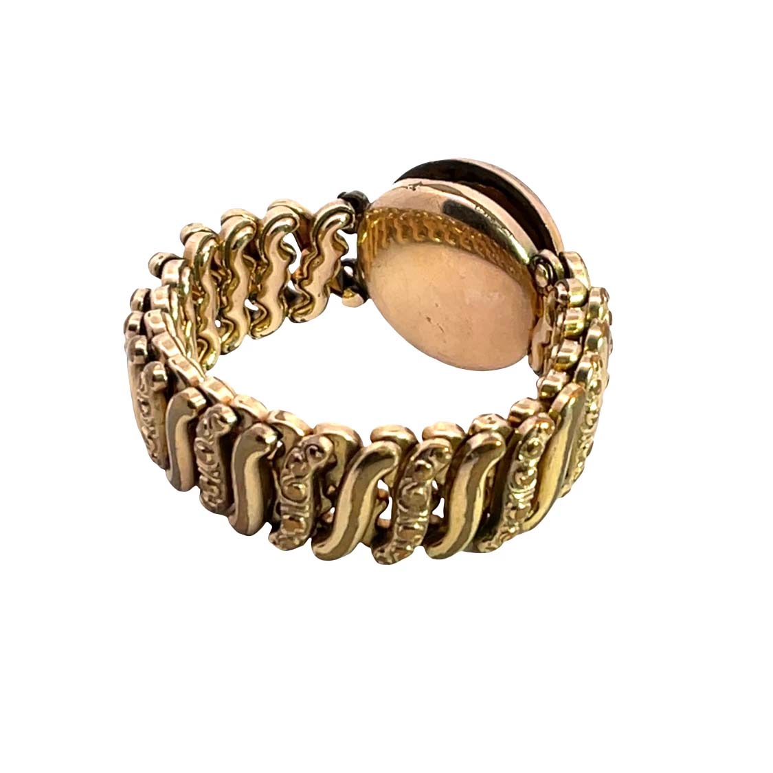 Art Noveau Gold filled portrait, paste gems, locket stretch bracelet