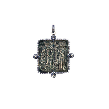 Modern, 17th Century bronze icon with new setting and diamonds