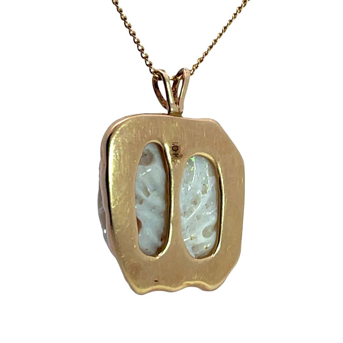 Modern 14KY gold and opal carved lady bug pendant