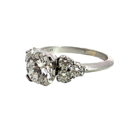 Modern platinum and natural diamond ring