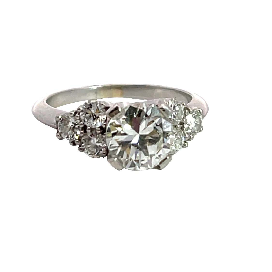Modern platinum and natural diamond ring