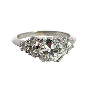 Modern platinum and natural diamond ring