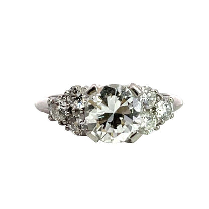 Modern platinum and natural diamond ring