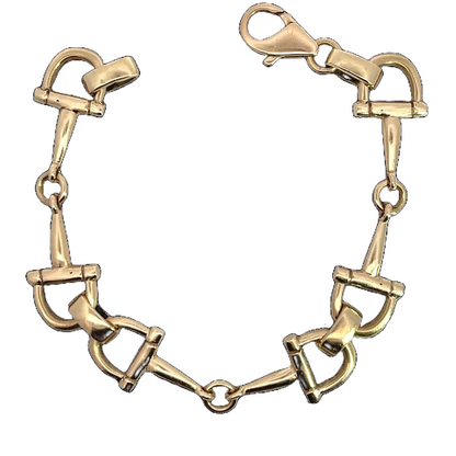 Modern 14KY gold snaffle-bit link bracelet