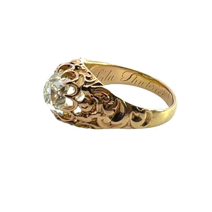 Napoleonic 18KY gold and natural diamond ring
