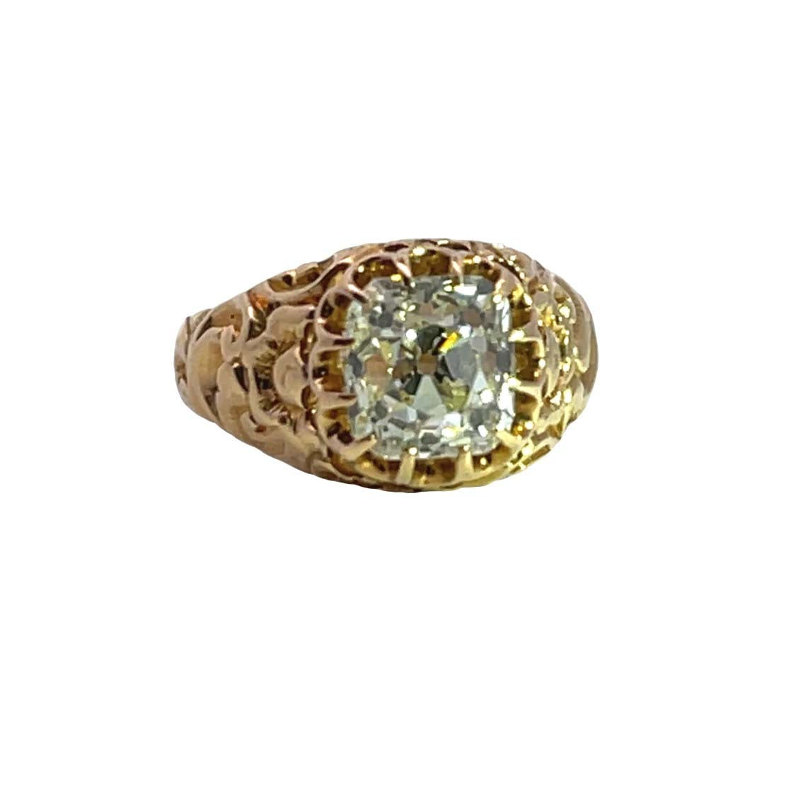Napoleonic 18KY gold and natural diamond ring