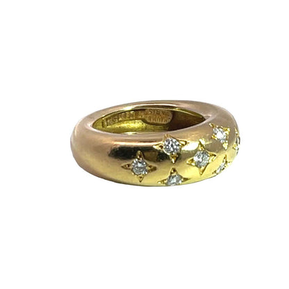Modern 18KY gold and star set diamond Chaumet 'Boule' ring