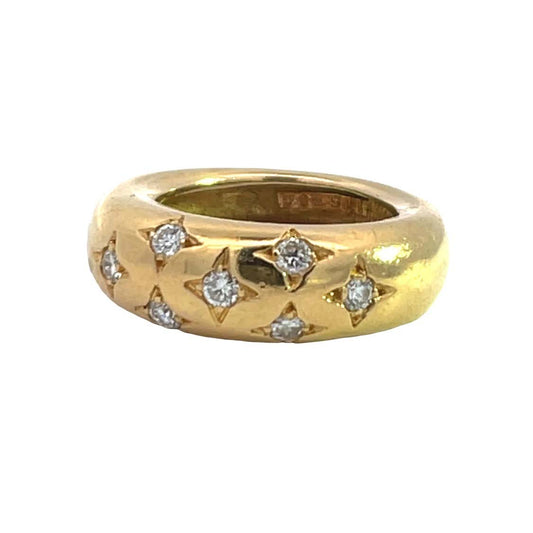 Modern 18KY gold and star set diamond Chaumet 'Boule' ring