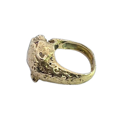 Modern 18KY gold and ruby Leopard ring