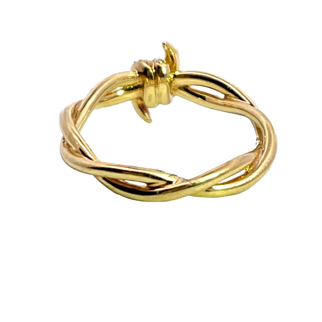 Modern 18KY gold and diamond 'Forget Me Knot' ring