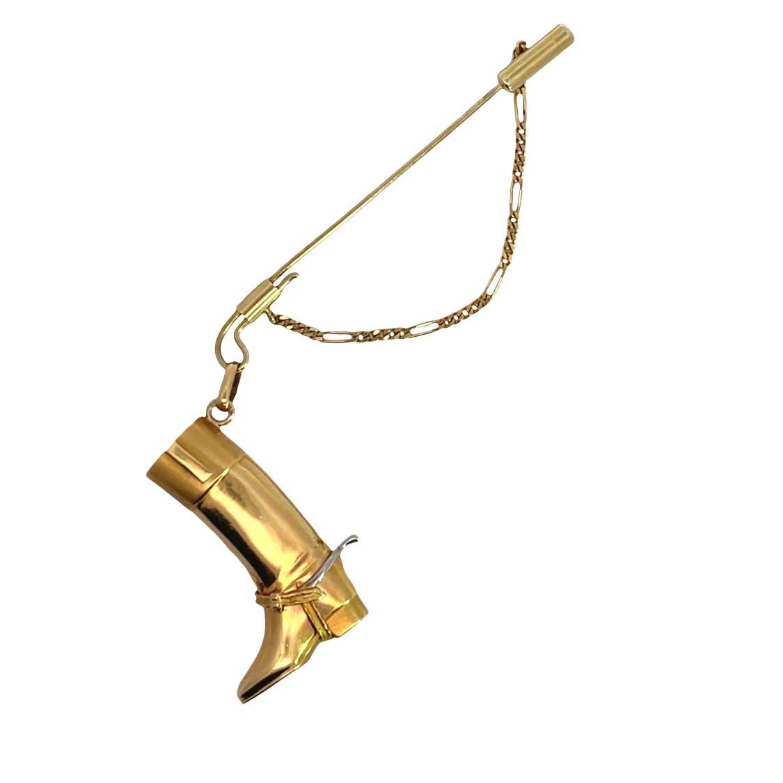 Modern 18KY gold dressage Boot Stock collar bar pin