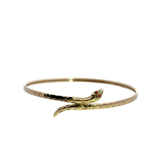 Victorian 14KY gold and garnet arm band style bracelet