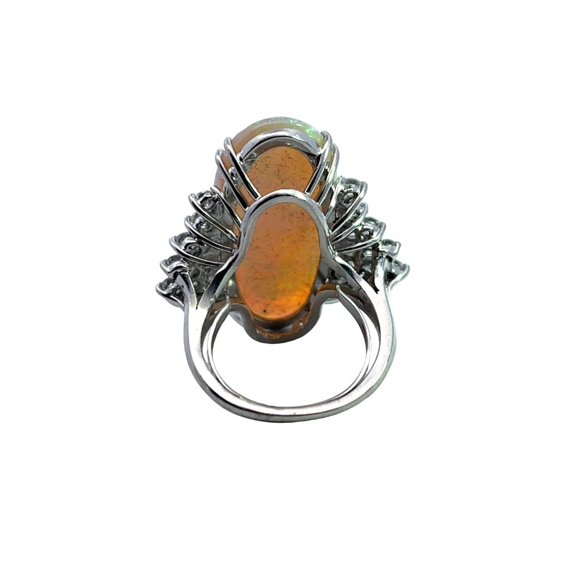 Modern Platinum Welo opal and diamond cocktail ring